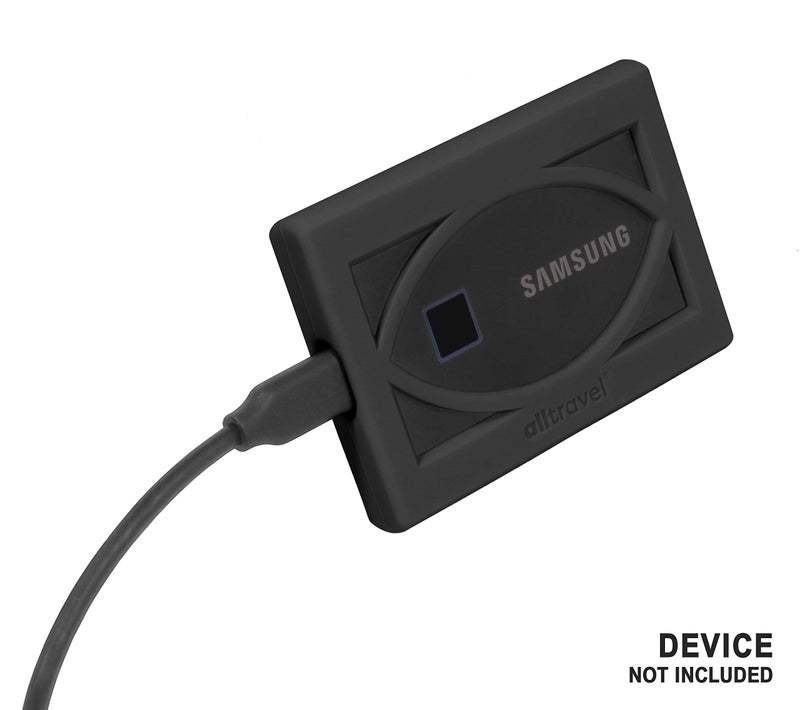 Alltravel غطاء واقي خارجي لمحرك الأقراص الصلبة من Alltravel لجهاز Samsung T7 وT7 Touch - 1TB، 2TB، 500GB - محركات أقراص صلبة خارجية USB 3.2، واقي قوي للغاية ضد الصدمات، الاهتزاز والسقوط (أسود) - Image 3